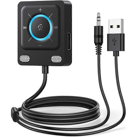 Récepteur Bluetooth 6.0 pour voiture, double microphone, adaptateur Bluetooth USB, adaptateur AUX 3,5 mm, récepteur sans fil Bluetooth (1/5)