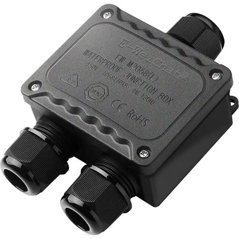 Boîte de dérivation étanche IP68 3 voies pour l'extérieur avec presse étoupes M25 pour petit boîtier électrique noir de Ø4mm Ø14mm de diamètre (1/5)