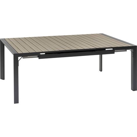 Hesperide – Table de jardin extensible carrée 10 places – Aluminium époxy – Dimensions 142/202 x 142 x 77 cm – Couleur seigle et graphite (1/6)
