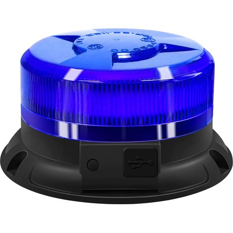 Wiederaufladbare, kabellose LED-Warnleuchte (12–24 V), blau, magnetisch, blinkend, 9 Blinkmodi, für Golfwagen, UTV, Auto, Bus, mit Zigarettenanzünderstecker und USB-Ladekabel