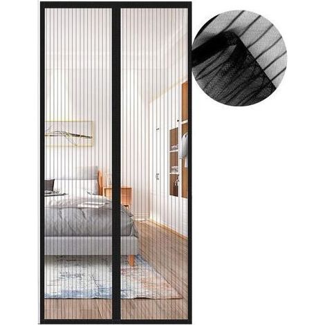 Moustiquaire Magnétique Porte 90 x 215 cm Rideau Anti-Insectes Noir Balcon Terrasse Fermeture Silencieuse sans Perçage Renforcée (1/5)