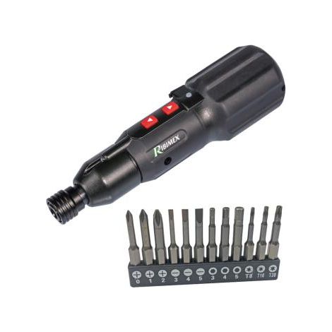 Ribimex – Visseuse à batterie 3,7V 900mAh avec chargeur USB – 12 embouts pour vis et boulons – Moteur performant pour espaces confinés