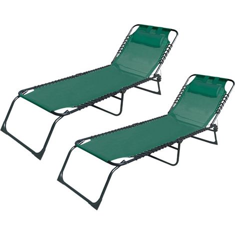 Tumbona Plegable Acero Con Cojin Jardin y Piscina Verde Marbueno