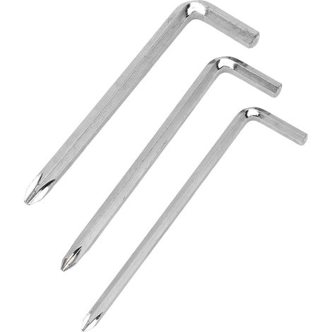 Lot de 3 tournevis doubles L à tête hexagonale et cruciforme en acier, outils à main robustes (1/5)