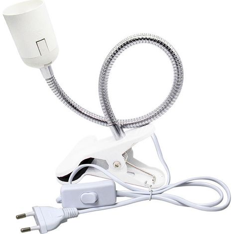 Soporte Lámpara E27 - Brazo Flexible 35 Cm - Pinza Metálica Ajustable - Interruptor Integrado - Cable 1,25 M - Negro (1/5)