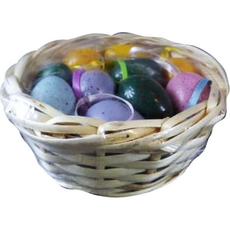 Set di 16 uova in un cestino di vimini - 12x5,5 cm (1/2)