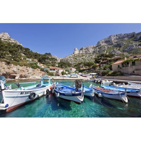 Tableau sur toile barques Méditerranée 45x65 cm - Impression sur Toile Murale Décorative - Image imprimée en HD sur Toile - Toile sur Châssis en Bois FSC - Fabriqué en France (1/5)