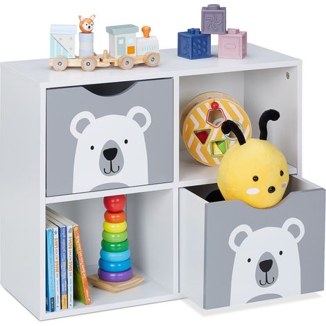 Estante para guardar juguetes con 4 compartimentos, diseño de oso