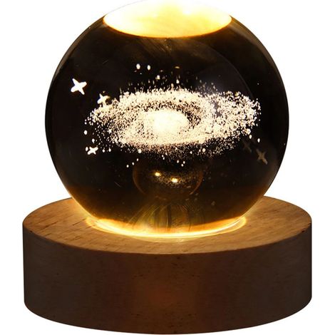 Veilleuse boule de cristal galaxie 3D LED Système solaire Cristal KLB (1/5)