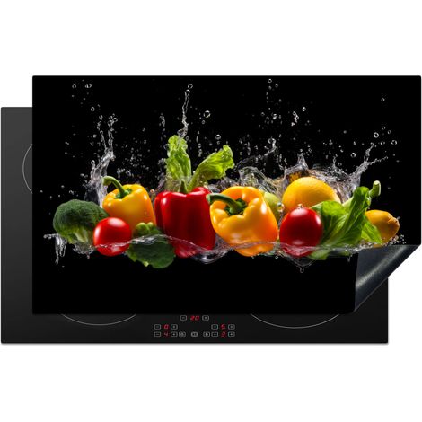 Induction Hob Protector Bell bell pepper - Water - Vegetable - Black 85x52 cm