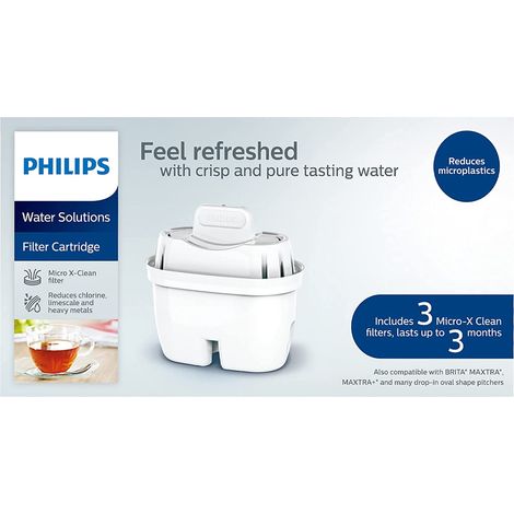 Philips AWP211/24 Cartucce Filtranti Micro X-Clean Confezione da 3 Ricambi Filtro Acqua