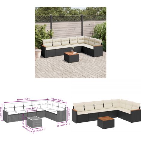 8-tlg. Garten-Sofagarnitur mit Kissen Schwarz Poly Rattan - Gartenmöbel - Esstisch - Lounge Set - Outdoor Möbel - Rattan Gartenset - Home & Living (1/3)