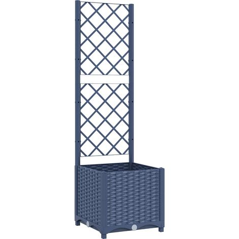 Garden Planter with Trellis Blue Grey 40x40x136 cm PP vidaXL