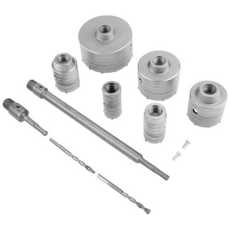 Scie cloche, scie cloche, ensemble de scie cloche, scie cloche SDS pour mur en béton, 10 forets muraux, 35 mm/40 mm/50 mm/65 mm/82 mm/110 mm (1/5)