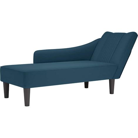 Chaise longue con reposabrazos derecho terciopelo azul vidaXL (1/5)