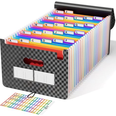 Trieur à Soufflets Classeur Rangement 26 Compartiments avec Couvercle A4 Chemise Papier Administratif, Documents Organiseur de Fichier Accordéon Extensible avec Fermeture à L'Elastique (1/5)