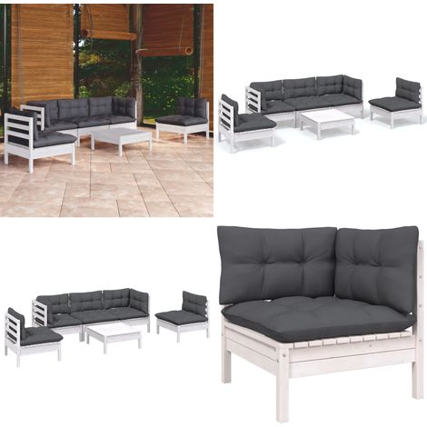 6-tlg. Garten-Lounge-Set mit Kissen Kiefer Massivholz - Garten Lounge Set - Kiefernholzmöbel - Outdoor Möbel - Gartenmöbel - Loungesessel - Home & Living