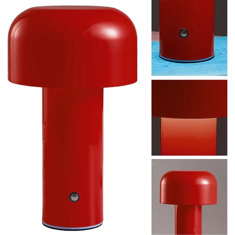 Lampe de table LED italienne pour bar/restaurant, lampe de chevet, lampe champignon pour chambre, veilleuse USB rechargeable, lumière d'ambiance, rouge. (1/5)