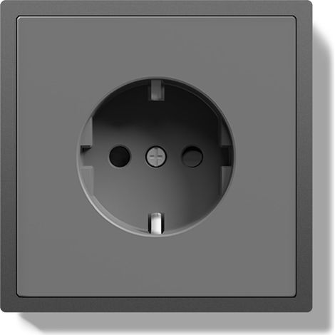 Prise Schuko encastrée standard UE, prise murale 16 A avec cadre en PC, prise encastrée 80 x 80 mm avec griffes, prise avec pince à ressort, installation facile, 1 compartiment gris (1/5)