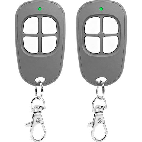 2er-Pack AAM0049 4-Kanal-Fernbedienungen für Garagentore/Einfahrtstore, 433,92 MHz, kompatibel mit SCS-Tor- und Garagentormotoren (Grau)