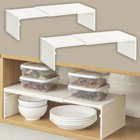 2pcs Étagères de Rangement, Amenagement Placard, Étagère à Épices, Etagere Extensible pour Cuisine, Comptoir, Salle de Bain, Buanderie (1/5)