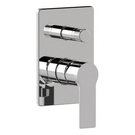 Miscelatore a incasso per vasca/doccia con deviatore a 2 vie a vitone ceramico, su piastra quadrata ultra-piatta.(DianFlex) Misura: Cromo