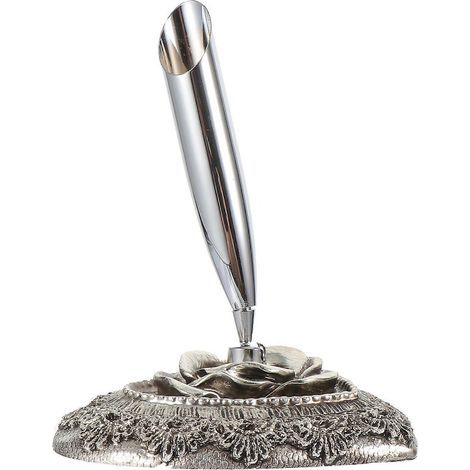 Einfacher Stiftehalter, kreativer Aufbewahrungsständer für Füllfederhalter – 9 x 7,2 x 7,2 cm – Silber (1/3)