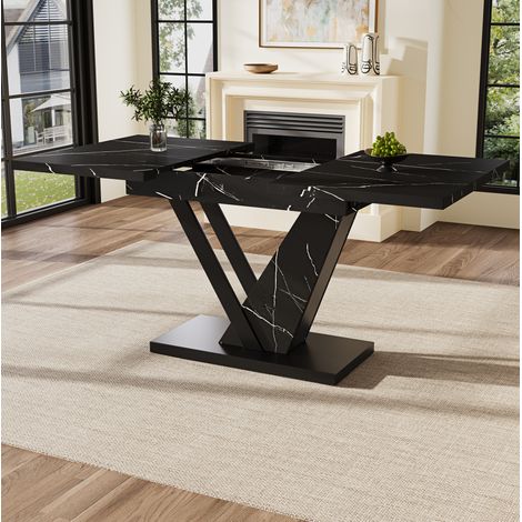 table repas extensible cuisine 120 160 cm bois noir metal OKMYHOME (1/5)
