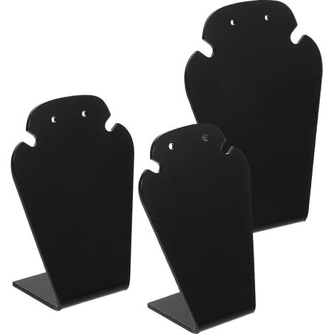 Présentoir à bijoux, support pour colliers et boucles d'oreilles, pouvant accueillir un ensemble de 6 bijoux noirs. (1/5)