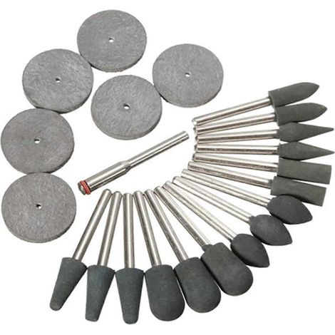 Ensemble d'outils rotatifs : 22 têtes de meulage en caoutchouc, disques de polissage et de coupe (1/5)