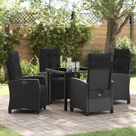 vidaXL Garten Essgruppe mit Kissen 5 pcs Schwarz Poly-Rattan (1/5)