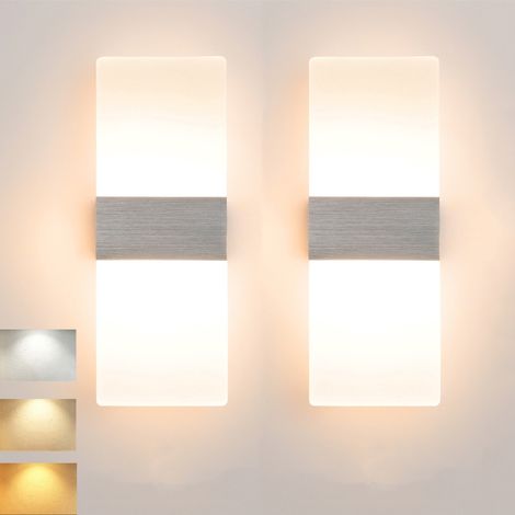 2 pièces Applique escaliers haut et bas 6 W murale, 3 températures de couleur réglables, moderne, couloir, pour chambre à coucher (1/5)
