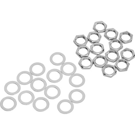 Muttern-Unterlegscheiben-Set Instrumentenbuchsen-Anschlussbefestigungen für E-Gitarre, Bass, M9 Innengewinde, Silber (1/5)
