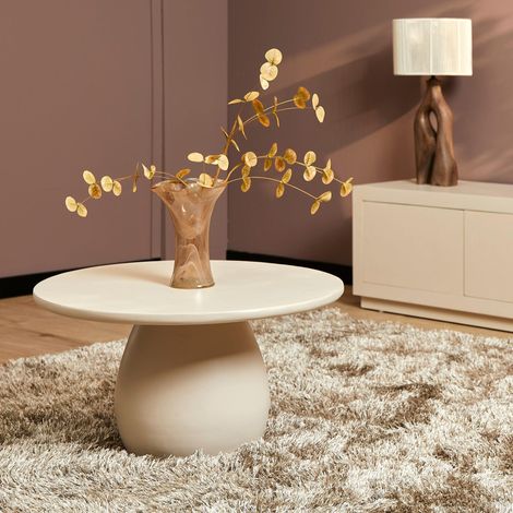 Table basse ronde en bois sable pied boule ALMA