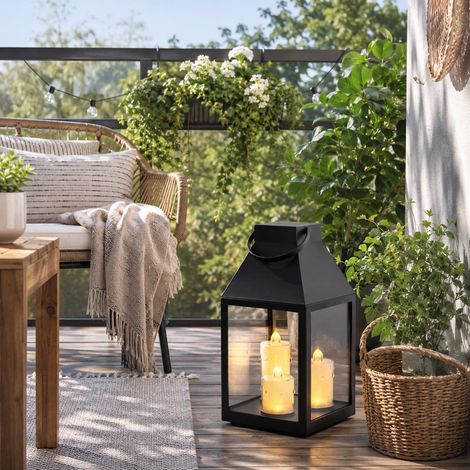 Laterne inkl 3 LED Kerzen mit Timer warmweiß-ANX001760 (1/5)