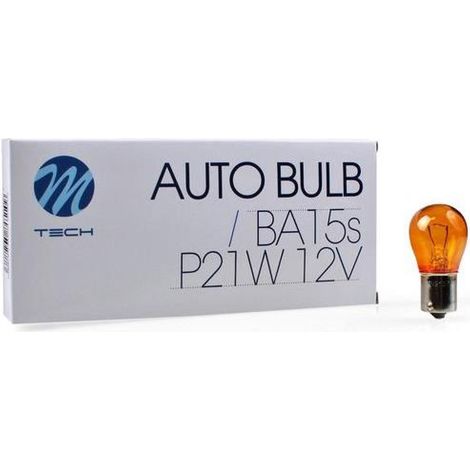 AMPOULE HALOGENE P21W (S25) BA15S 12V 21W ORANGE (BOITE DE 10) MTECH