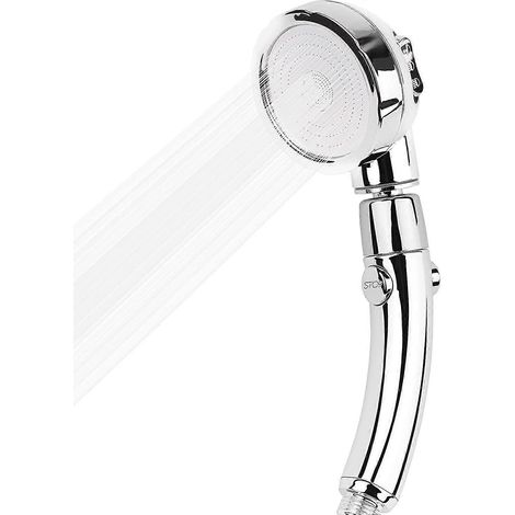 Pommeau de douche à main avec bouton marche/arrêt, 3 jets différents, rotation à 360° – le cadeau parfait (1/4)