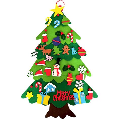 Decorazione Natalizia Albero Feltro 32 Addobbi Verde 103 cm (1/5)