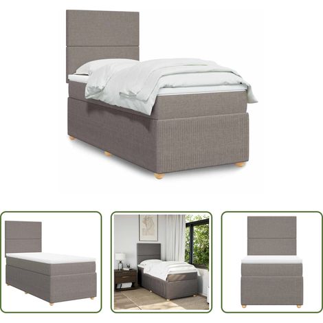 Matratze - Boxspringbett mit Matratze Taupe 90x200 cm Stoff (1/5)