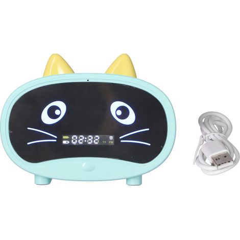 Mini-Lautsprecher mit Katzenohren, intelligenter Dual-Alarm für Büro und Schlafzimmer, Grün