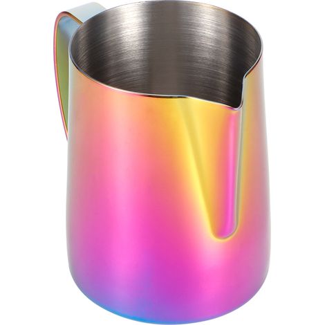 Tasse à café en acier inoxydable 304 avec pichet et anse pour mousser le lait et réaliser des lattes artistiques. Couleur : violet. Contenance : 350 ml. (1/5)