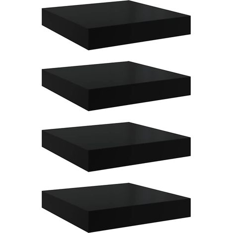 Scaffali a Parete Mensola da Parete 4 pz Nero Lucido 23x23,5x3,8 cm in MDF (1/5)