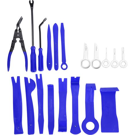 Outil de démontage d'autoradio, kit de démontage de tableau de bord, kit de levier pour le démontage de voiture, bleu (1/5)