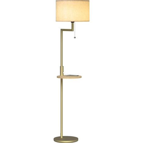 Lampadaire avec Étagère et Port USB, Lampe de Lecture E27 40W avec Abat-Jour en Lin(ampoule et adaptateur non inclus) (1/5)