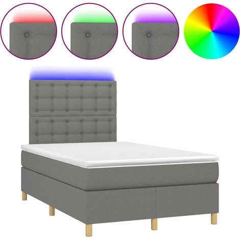 Maison Exclusive - Cama box spring con colchón y LED tela gris os (1/5)