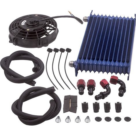 13 Row Trust Oil Cooler Thermostat Sandwich Plate Kits & 7" Electric Cooling Fan (1/5)