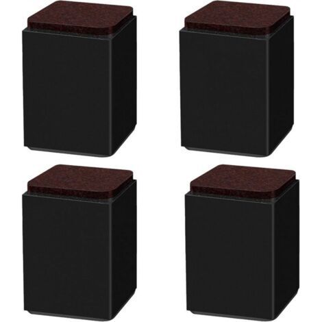 (Noir 10cm) 4PCS pieds de support de meuble, booster en acier carbone auto-adhésif, carré 6x6cm, pour canapé, lit, meuble TV, booster de meuble, hauteur 5cm/10cm, noir/blanc/marron (1/3)