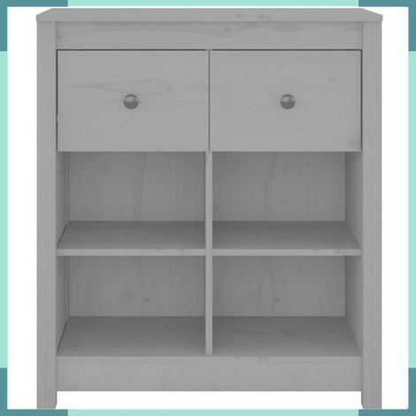 Buffet - 813766 - Gris - Bois massif de pin - 70 x 35 x 80 cm (1/5)