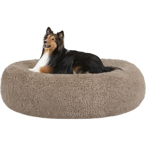 Hundebett orthopädisches rund Donut L 80 x B 80 x H 20 cm Kamelbraun (1/5)