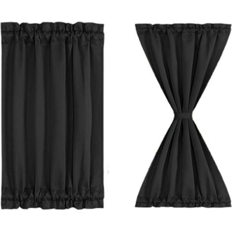 Lot de 2 rideaux occultants à passe-tringle coulissant pour porte. noir. 63.5 x 101.6 cm (1/4)